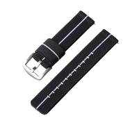 PIGLOLKINY Bracelet de montre en Nylon élastique 18/20/22mm for bracelet For Seiko for dégagement rapide Sport militaire for hommes(Black white-Silver,20mm)