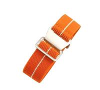 PIGLOLKINY Bracelet de montre universel en Nylon, tissage élastique, boucle for crochet, for Seiko, For Casio, For Omega, 18/20/22mm(Orange-White,18mm)