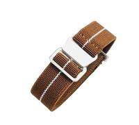 PIGLOLKINY Bracelet de montre universel en Nylon, tissage élastique, boucle for crochet, for Seiko, For Casio, For Omega, 18/20/22mm(Brown-White,20mm)