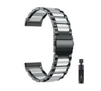PIGLOLKINY Bracelet en acier inoxydable for Fitbit Versa 4/3, montre for hommes for femmes, fermoir for boucle métal for Sense 2(Black-Silver,For Fitbit Sense)
