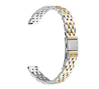 PIGLOLKINY Bracelet en acier inoxydable for montre For Garmin Lily2, accessoires de intelligente for femmes, 14mm(Silver Gold,For Lily 2 Active)