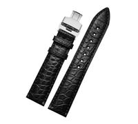 PIGLOLKINY Bracelet en cuir Crocodile adapté for Longines for Omega for Rossini for citoyen for Tissot chaîne de montre classe papillon(Beige,20mm-width)