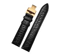 PIGLOLKINY Bracelet en cuir Crocodile adapté for Longines for Omega for Rossini for citoyen for Tissot chaîne de montre classe papillon(Red Black,20mm-width)