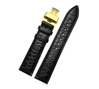 PIGLOLKINY Bracelet en cuir Crocodile adapté for Longines for Omega for Rossini for citoyen for Tissot chaîne de montre classe papillon(Blue Pink,15mm-width)