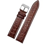 PIGLOLKINY Bracelet en cuir Crocodile adapté for Longines for Omega for Rossini for citoyen for Tissot chaîne de montre classe papillon(Olive Flak,19mm-width)