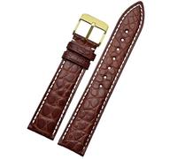 PIGLOLKINY Bracelet en cuir Crocodile adapté for Longines for Omega for Rossini for citoyen for Tissot chaîne de montre classe papillon(Celestial Teal,17mm-width)