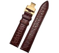 PIGLOLKINY Bracelet en cuir Crocodile adapté for Longines for Omega for Rossini for citoyen for Tissot chaîne de montre classe papillon(Silver white,21mm-width)