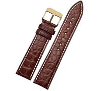 PIGLOLKINY Bracelet en cuir Crocodile adapté for Longines for Omega for Rossini for citoyen for Tissot chaîne de montre classe papillon(Darkblue Black,15mm-width)