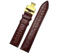 PIGLOLKINY Bracelet en cuir Crocodile adapté for Longines for Omega for Rossini for citoyen for Tissot chaîne de montre classe papillon(Black Green,18mm-width)
