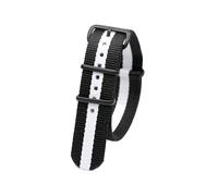 PIGLOLKINY Bracelet for boucle noire for rayures en Nylon, bandes durables tissées, de montres, ceinture 18 20 22 24MM(2Black 1White,20mm)