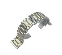 PIGLOLKINY Bracelet solide en acier inoxydable, 26/28/30mm, for fermoir papillon, for Longines Master Collection, accessoires de montre(Silver Gold,26mm)