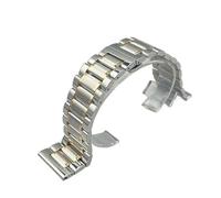 PIGLOLKINY Bracelet solide en acier inoxydable, 26/28/30mm, for fermoir papillon, for Longines Master Collection, accessoires de montre(Silver Rose Gold,26mm)