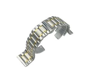 PIGLOLKINY Bracelet solide en acier inoxydable, 26/28/30mm, for fermoir papillon, for Longines Master Collection, accessoires de montre(Silver Gold,26mm)