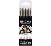 Pigma Manga Set De 4 Sépia Encre Permanente, Résistante À L'eau, Tailles Variées Stylos Pour Dessins Bd Et Illustrations