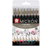 Pigma Micron 05 Pointe Callibrée Set De 9 Couleurs Encre Résistante À L'eau, Taille 05 (0.45 Mm) Stylos Pour L'écriture, Le Dessin Et Le Journaling