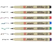 Pigma Micron - Pigment Ecriture Pointe Brush - Pigma Brush Pinceau Stylo,Lot De 6 Couleurs