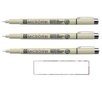 Pigma MICRON Sakura 01 Noir. 3PCS et 1 carte