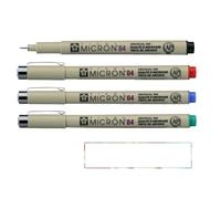 PIGMA MICRON Sakura 04. Lot De 4 Couleurs, Rouge, Vert, Bleu, Noir