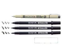 PIGMA MICRON Sakura Brush Pen. Pinceau Stylo Feutre Noir, pointe pinceau FB, MB, BB et 05 + 1 CARTE