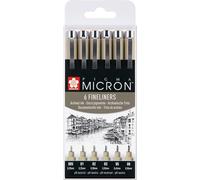Pigma Micron Stylos Pointe Callibrée Set De 6, Encre Permanente Noire Résistante À L'eau, Variété De Tailles Stylos Pour Écriture, Dessin & Journaling