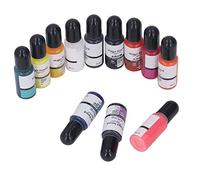 Pigment de résine époxy 12 couleurs, haute Concentration, colorant de résine artisanal pour mélange de couleurs de ciment et de gypse, bouteille en plastique de 10 ml chacune