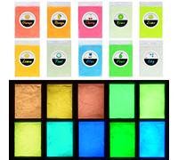 Pigment de Résine époxy Fluorescent - Résine époxy Pigment en Poudre Lumineuse pour Resin, Savon, Ongles - Glow In The Dark Pigment Powder pour Nail, Peinture, Acrylique et Bricolage - 10 Couleurs