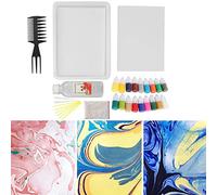Pigment minéral marbré à l'eau ,marbrure de papier pour bricolage ,ensemble de peinture marbrée Manberce en plastique PVC ,pour pigments minéraux de verre (boîte A4 18 , outils de dessin
