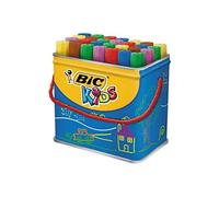 BIC Feutres de coloriage Kids Decoralo – Lavables, pointe extra large – Boîte métallique de 30