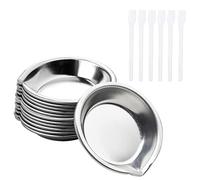 Pigments de Peinture Plateau, 12 Pièces Petit Bol à Peinture Rond avec 6 Couteaux à Peindre en Plastique, Argent