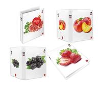 Pigna, A4 FRUITS sujets fruités assortis classeur à anneaux, organisation des notes et/ou documents scolaires, Format 27x32 cm, 5 pièces