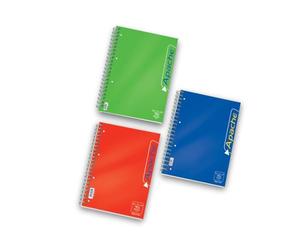 Pigna, Apache Maxi carnet à spirales, A5, 16x20,5 cm, 140 feuilles, 70 g, intérieur 1R, ligné, Couleurs assorties, 3