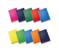 Pigna, Cahier A4 Couleurs, papier intérieur 100 g/m², pages 72 + revêtement, intérieur 0Q, carré 5M avec marge, couleurs assorties, lot de 10