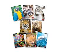 Pigna, Cahier animal, f.to A5 15 x 21 cm, pages 80 + revêtement, papier 80 g/m², intérieur 0A, lignes I II élémentaire, couvertures assorties, lot de 10 pièces.