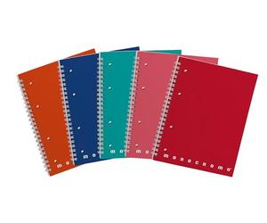 Pigna Cahiers monochromes à reliure spirale, intérieur 1R, rangées, 4 trous et microperforations, papier 80 g, format A5 16x20.5 cm 5