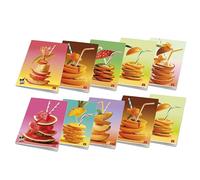 Pigna, lot de 10 cahiers Maxi A4 FRUITS, 80 pages + page de garde, quadrillage 5 mm