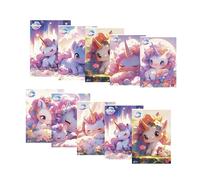 Pigna, lot de 10 cahiers maxi A4, UNICORNES, couverture pailletée, lignes pour le CE1 et le CE2