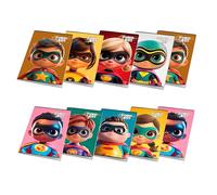 Pigna, lot de 10 Maxi Cahier Power Kids, format A4 21 x 29,7 cm, 80 pages + page de garde, papier 80 g/m², intérieur 0Q, quadrillage 5 mm avec marges