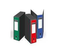 Pigna, lot de 3 classeurs à levier, format 28,5 x 33,5 cm, dos de 8 cm, avec étui, UNIBLACK, 3 couleurs assorties (bleu, rouge, vert)