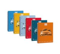 Pigna , Lot de 5 cahiers FIAT 600 spiralés 70FF/SH avec trous et microperforation, carreaux 5 mm.