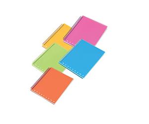 Pigna, Maxi cahiers spiralés MONOCROMO FLUO PPL, format 22,5x29,7, feuilles 70, papier gr. 80, avec 4 trous pour le classement et la microperforation, intérieur 1R, ligné, 5 pièc.