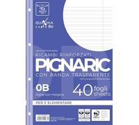 Pigna, Paquet de 40 4 trous, archivage, avec bande latérale renforcée, feuilles à trous renforcées, format A4, 21x29,7, 0B, lignes de troisième catégorie