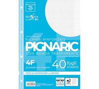 Pigna, paquet de 40 4 trous, archivage, bande latérale renforcée, feuilles à trous renforcées, feuilles A4, 21x29,7, 4F, carré de 4 mm avec marge