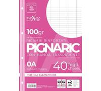 Pigna, Paquet de 40 4 trous, classement, bande latérale renforcée, feuilles à trous renforcées, papier 100 g/m², A4, 21x29,7, 0A, lignées, classeurs, 0A, lignées première et deuxième catégorie