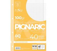 Pigna, Paquet de 40 4 trous, classement, bande latérale renforcée, feuilles avec trous renforcés, papier 100 g/m², feuilles A4, 21x29,7, 0Q, quadrillé 5 mm. avec marge