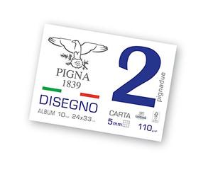 Pigna, PignaDue Bloc-notes, agrafé, format 24x33 cm, 10 feuilles 110 g/m², parfait pour le dessin et l'esquisse, papier carré lisse, paquet de 20
