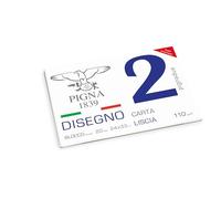 Pigna, PignaDue Cahier à dessin avec 4 coins, Format 24x33 cm, 20 feuilles 110 g/m², Parfait pour le dessin et l'esquisse, Papier lisse, Pack 1 pc.