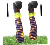 Pignes de sorcière, 1 Paire Lignes de sorcières Décor d'halloween 17 Wicked Upside Down 3D Stripe Witch with Stakes & LED pour Spooky Party, Lawn, Garden, Style 1