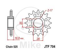 Pignon 15 Dents Pas 525 Encastrement Petit - Diam. Int. 25/28 726.03.75