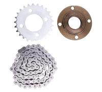 Pignon 25T Volant d'inertie sans dents 76 maillons 420 Ensemble de chaîne de pignon d'entraînement robuste et durable Combo pour mini vélo Go Kart ATV Véhicule tout-terrain