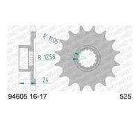 Pignon AFAM 17 dents acier standard pas 525 type 94605 acier standard MV Agusta n/a G